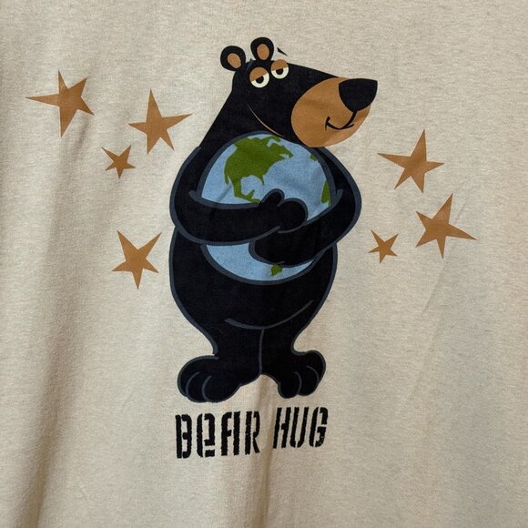 BEARADISE Bear Hug Graphic 100% Cotton T-Shirt, Beige, Large (Oversized) - Picture 5 of 11